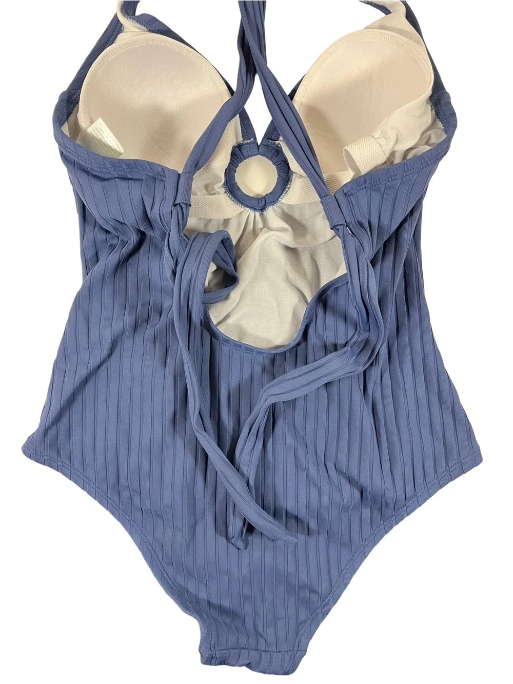 Kona Sol Ribbed One-Piece Swimsuit Dusty Blue, size small